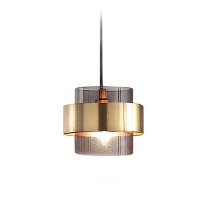 Contemporary Scandinavian Round Ring Glass Metal 1-Light Pendant Light For Living Room