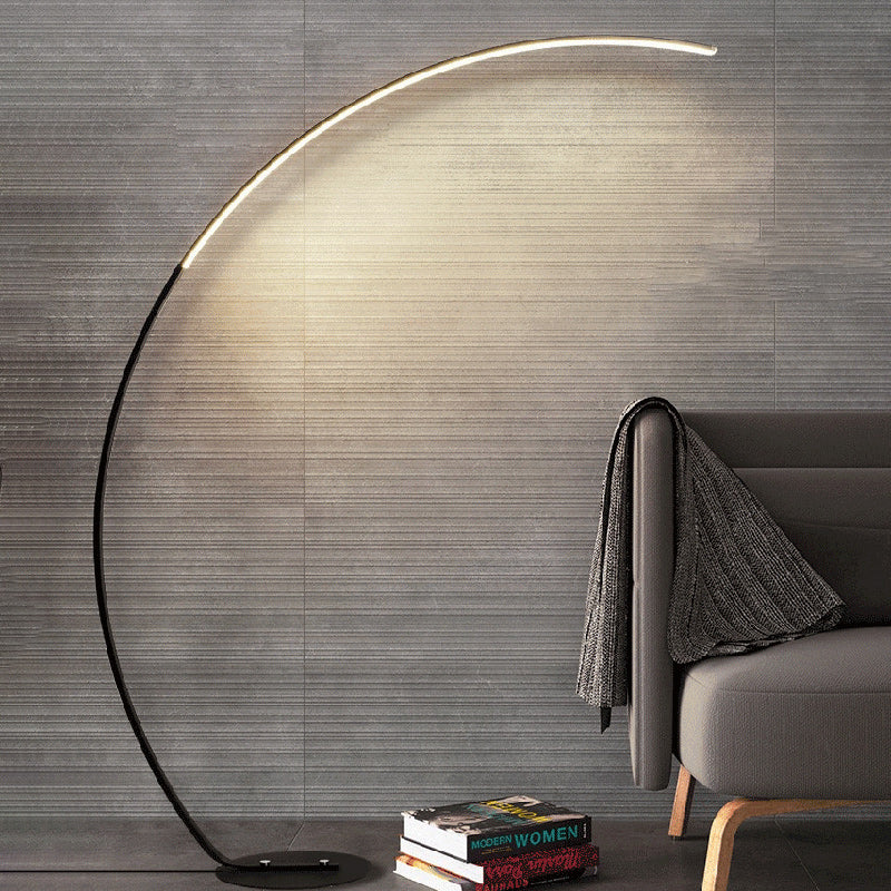 Modern Minimalist Curved Line Aluminum LED Standing Floor Lamp For Living Room