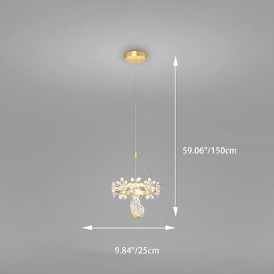 Modern Luxury Butterfly Round Acrylic Crystal Hardware LED Pendant Light For Living Room