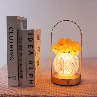 Contemporary Creative Carnation Round Plastic LED Table Lamp For Bedroom