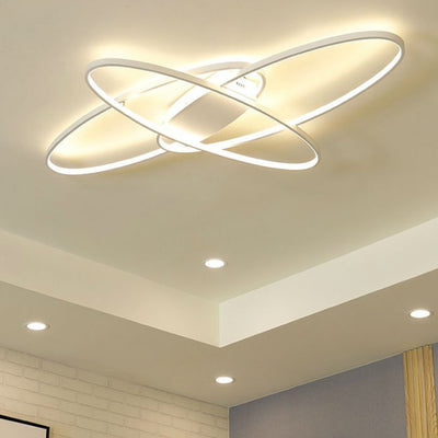 Modern Minimalist Oval Curved Acrylic Aluminum LED Flush Mount Ceiling Light For Bedroom