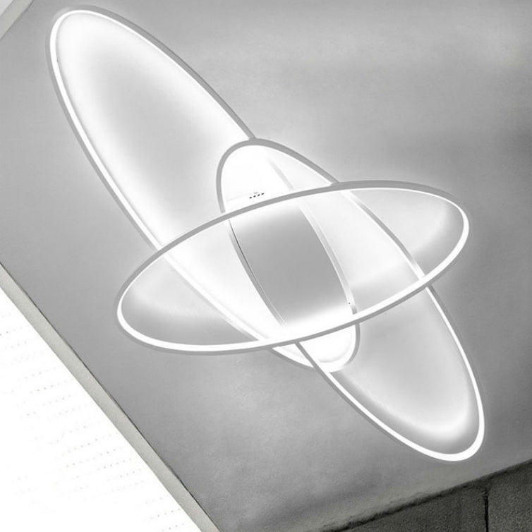 Modern Minimalist Oval Curved Acrylic Aluminum LED Flush Mount Ceiling Light For Bedroom