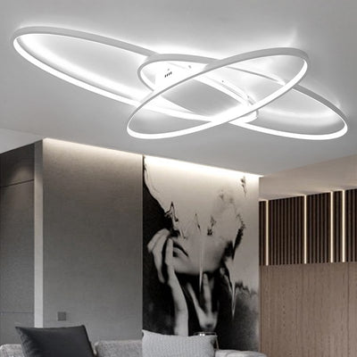 Modern Minimalist Oval Curved Acrylic Aluminum LED Flush Mount Ceiling Light For Bedroom