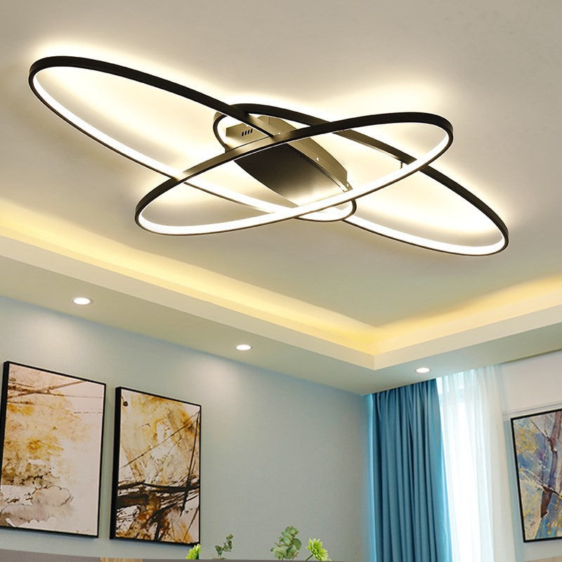 Modern Minimalist Oval Curved Acrylic Aluminum LED Flush Mount Ceiling Light For Bedroom