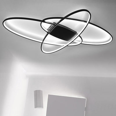 Modern Minimalist Oval Curved Acrylic Aluminum LED Flush Mount Ceiling Light For Bedroom