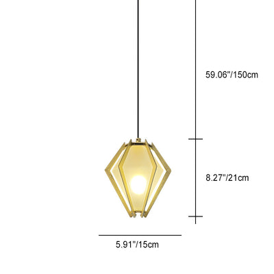 Contemporary Creative Prismatic Triangular Tapered Long Cone Glass Aluminum Iron 1-Light Pendant Light For Bedroom