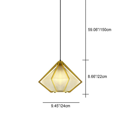 Contemporary Creative Prismatic Triangular Tapered Long Cone Glass Aluminum Iron 1-Light Pendant Light For Bedroom