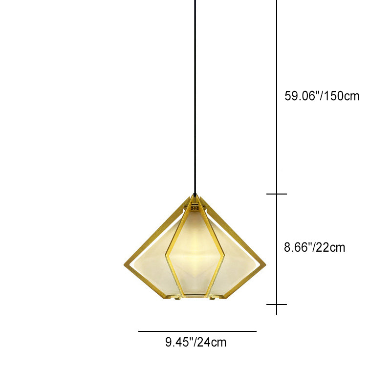 Contemporary Creative Prismatic Triangular Tapered Long Cone Glass Aluminum Iron 1-Light Pendant Light For Bedroom