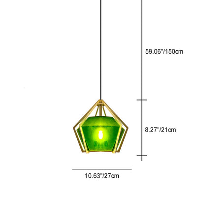 Contemporary Creative Prismatic Triangular Tapered Long Cone Glass Aluminum Iron 1-Light Pendant Light For Bedroom