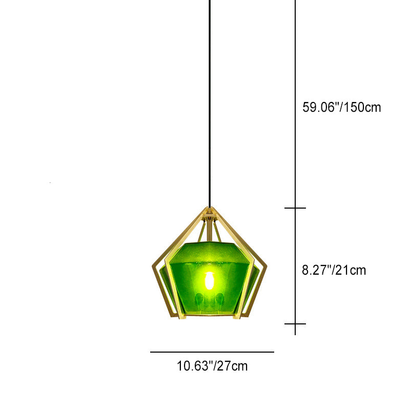 Contemporary Creative Prismatic Triangular Tapered Long Cone Glass Aluminum Iron 1-Light Pendant Light For Bedroom