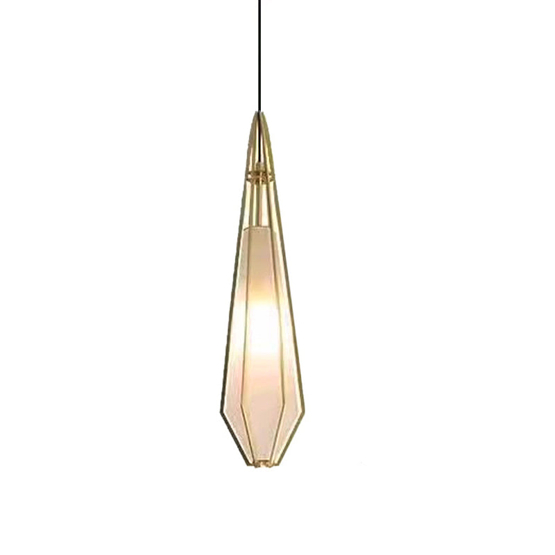 Contemporary Creative Prismatic Triangular Tapered Long Cone Glass Aluminum Iron 1-Light Pendant Light For Bedroom