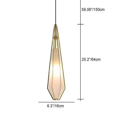 Contemporary Creative Prismatic Triangular Tapered Long Cone Glass Aluminum Iron 1-Light Pendant Light For Bedroom