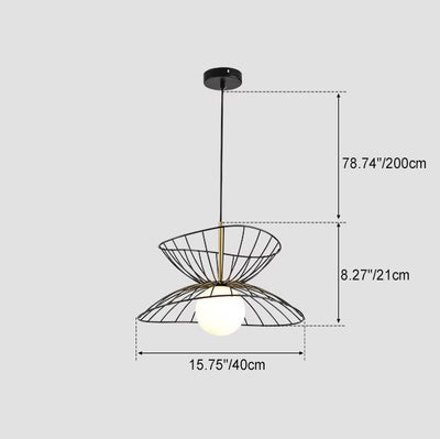 Contemporary Scandinavian Round Funnel Cutout Glass Iron 1-Light Pendant Light For Bedroom