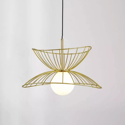 Contemporary Scandinavian Round Funnel Cutout Glass Iron 1-Light Pendant Light For Bedroom