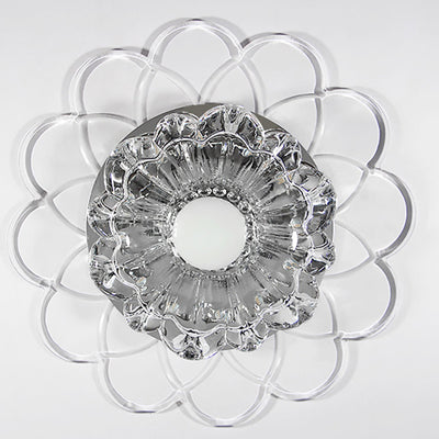 Modern Minimalist Flower Round Crystal Iron LED Flush Mount Ceiling Light For Bedroom