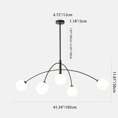 Zeitgenössische skandinavische verzweigte Magic Bean Curve Glaskupfer 5-Licht-Kronleuchter für Wohnzimmer 