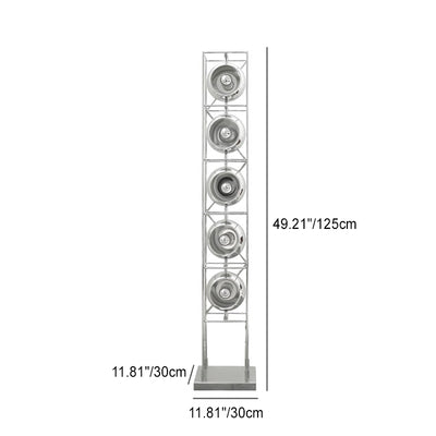 Contemporary Industrial Rectangular Flared Round Iron 5-Light Standing Floor Lamp For Living Room