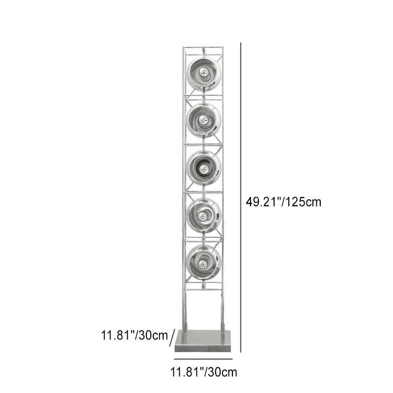 Contemporary Industrial Rectangular Flared Round Iron 5-Light Standing Floor Lamp For Living Room