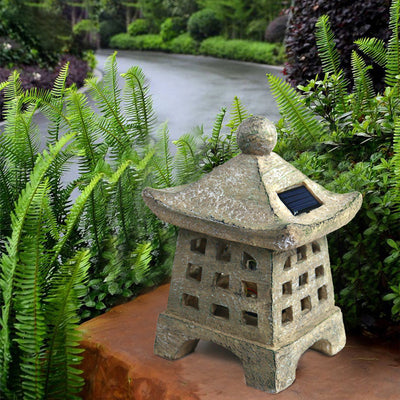 Modern Art Deco House Shape Solar Waterproof Resin LED Landscape Lighting Outdoor Light For Garden