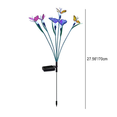 Modern Minimalist Butterfly Firefly Branch Solar Waterproof Silk ABS Stainless Steel LED Outdoor Ground Plug Light For Garden