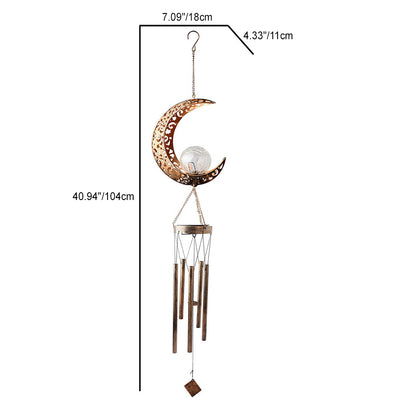 Contemporary Nordic Moon Oil Lamp Wind Chime Flamingo Solar Waterproof Glass Iron LED Outdoor Light For Garden