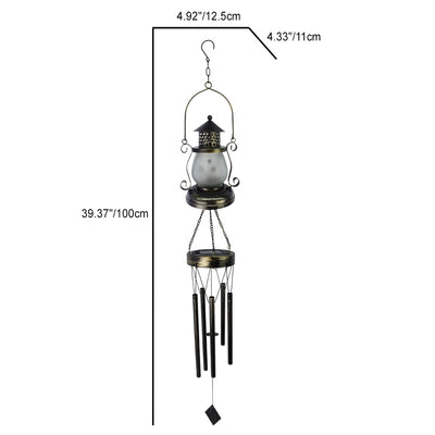 Contemporary Nordic Moon Oil Lamp Wind Chime Flamingo Solar Waterproof Glass Iron LED Outdoor Light For Garden