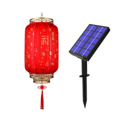 Traditional Chinese Lantern Solar PVC Iron LED Pendant Light Outdoor Light For Outdoor Patio