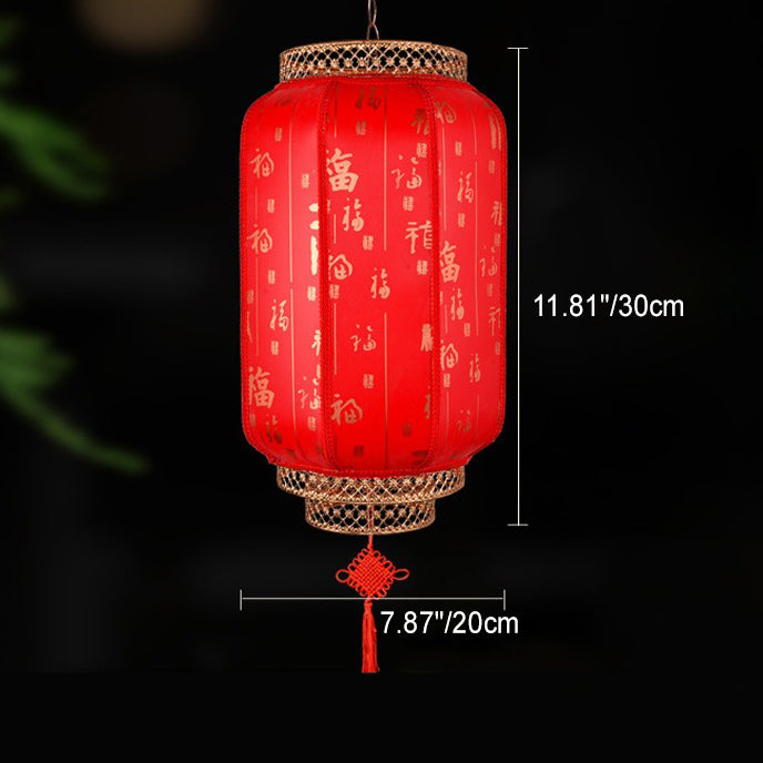 Traditional Chinese Lantern Solar PVC Iron LED Pendant Light Outdoor Light For Outdoor Patio