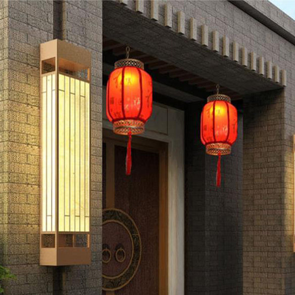 Traditional Chinese Lantern Solar PVC Iron LED Pendant Light Outdoor Light For Outdoor Patio