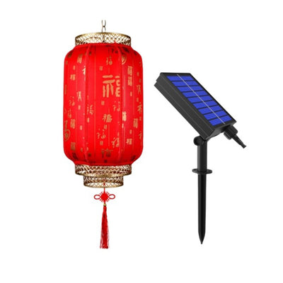 Traditional Chinese Lantern Solar PVC Iron LED Pendant Light Outdoor Light For Outdoor Patio