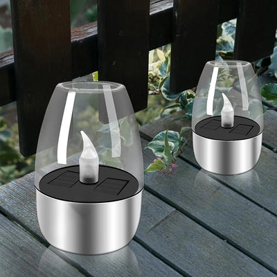 Modern Minimalist Candle Round PC Stainless Steel LED Outdoor Light For Garden