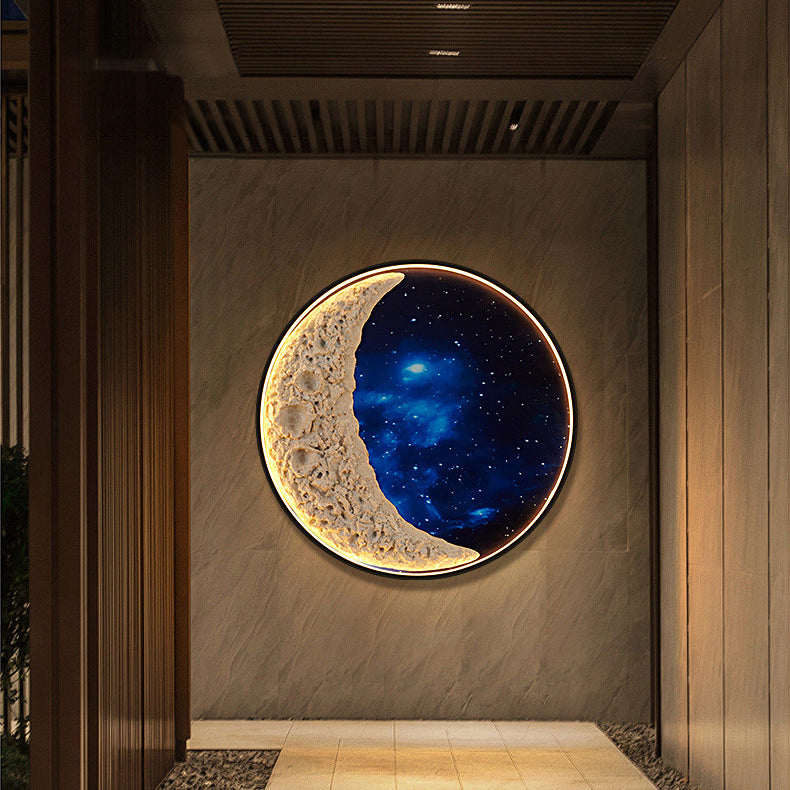 Modern Art Deco Star Astronaut Round Resin Aluminum Hardware LED Wall Sconce Lamp For Outdoor Patio