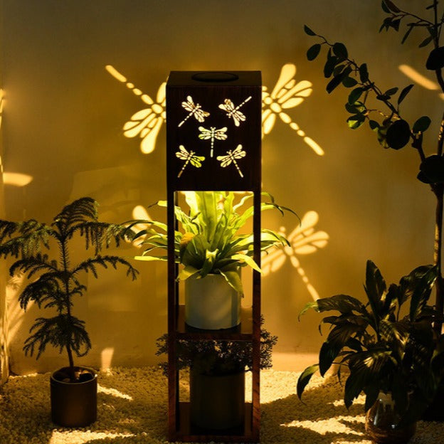 Modern Minimalist Rectangle Butterfly Hummingbird Dragonfly Iron LED Outdoor Light For Garden