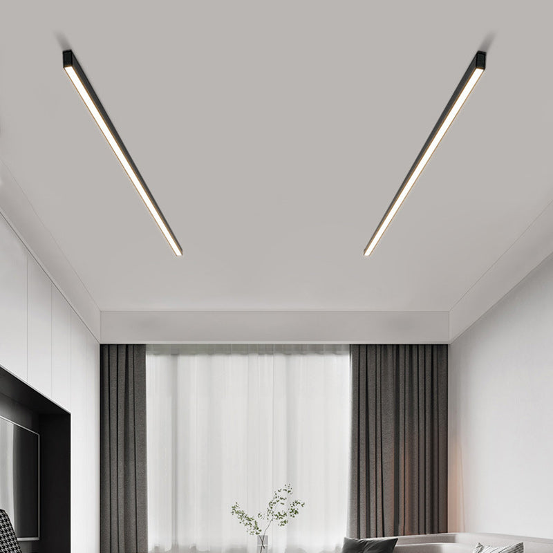 Modern Minimalist Long Acrylic Aluminum LED Flush Mount Ceiling Light For Living Room