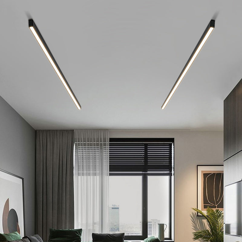 Modern Minimalist Long Acrylic Aluminum LED Flush Mount Ceiling Light For Living Room