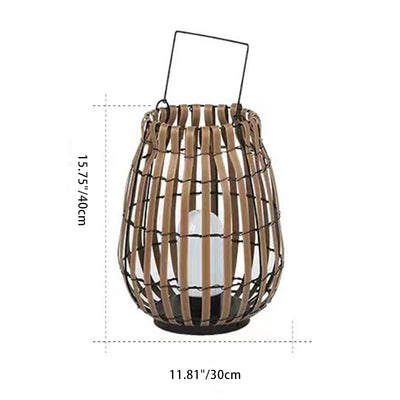 Traditional Chinese Tote Lantern Waterproof Rattan Iron LED Outdoor Light For Garden