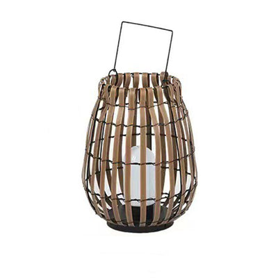 Traditional Chinese Tote Lantern Waterproof Rattan Iron LED Outdoor Light For Garden