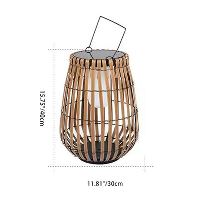 Traditional Chinese Tote Lantern Waterproof Rattan Iron LED Outdoor Light For Garden