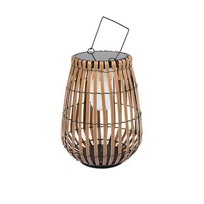 Traditional Chinese Tote Lantern Waterproof Rattan Iron LED Outdoor Light For Garden