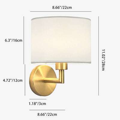 Zeitgenössische skandinavische Zylinder-Wandleuchte aus Stoff und Eisen mit 1 Licht für Wohnzimmer 