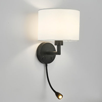 Moderne minimalistische runde Säule Stoff Eisen 1-Licht Wandleuchte Lampe für Wohnzimmer 