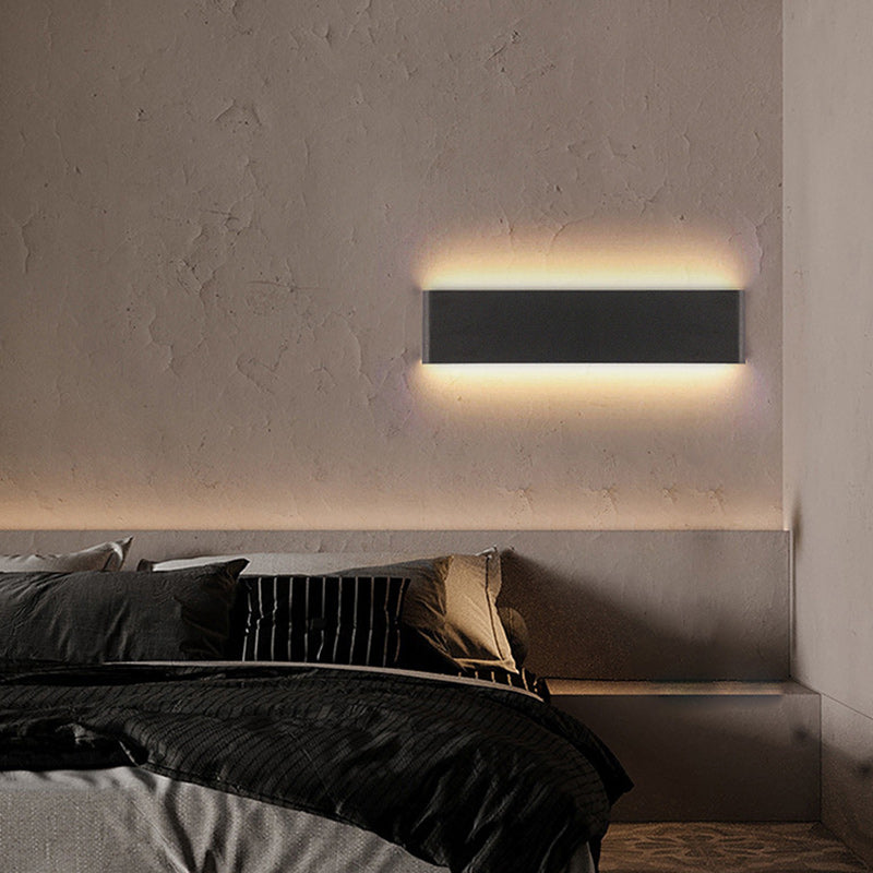 Moderne minimalistische Rechteck Acryl Aluminium LED Wandleuchte Lampe für Wohnzimmer 