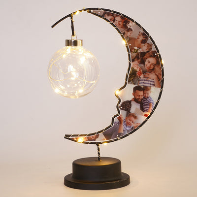 Moderne Art Deco Mond Form Muster Glas Eisen LED Tisch Lampe Für Schlafzimmer 