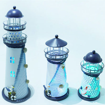 Modern Art Deco Lighthouse Shape Round Iron LED Table Lamp For Bedroom