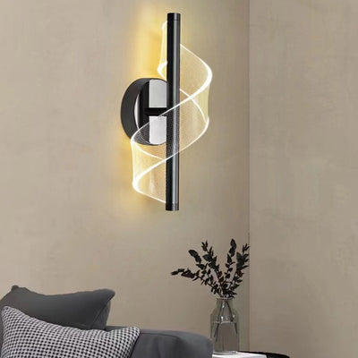 Moderne minimalistische runde Linie Biege Acryl Eisen LED Wandleuchte Lampe für Schlafzimmer 