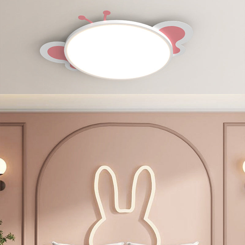 Modern Minimalist Round Butterfly Shape PS Iron Aluminum LED Flush Mount Ceiling Light For Bedroom