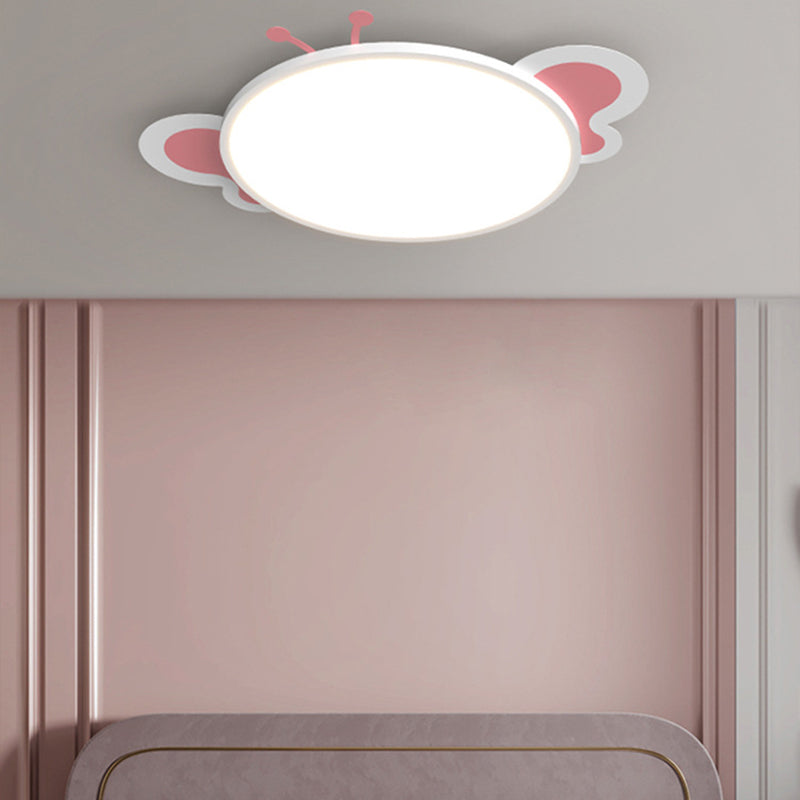 Modern Minimalist Round Butterfly Shape PS Iron Aluminum LED Flush Mount Ceiling Light For Bedroom