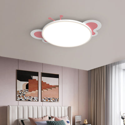 Modern Minimalist Round Butterfly Shape PS Iron Aluminum LED Flush Mount Ceiling Light For Bedroom