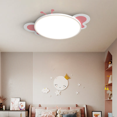 Modern Minimalist Round Butterfly Shape PS Iron Aluminum LED Flush Mount Ceiling Light For Bedroom