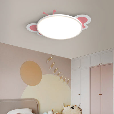 Modern Minimalist Round Butterfly Shape PS Iron Aluminum LED Flush Mount Ceiling Light For Bedroom